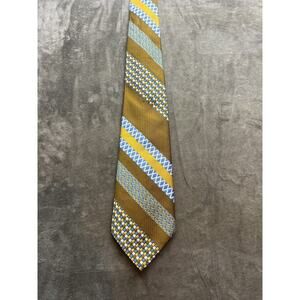1970s VINTAGE DON LOPER ~MENS FATTIE‎ TIE ~striped Gold Yellow Blue Used Car